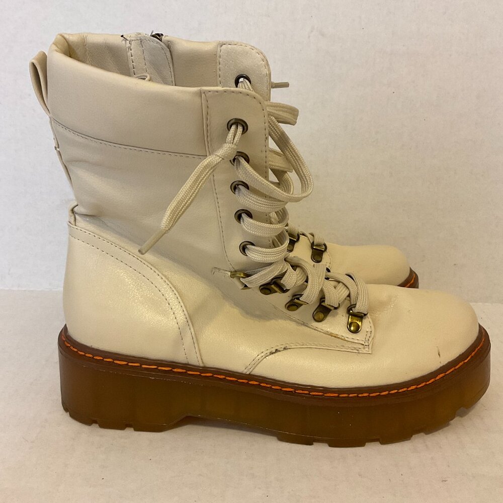 Circus Sam Edelman Combat Boots 11 Cream Zipper Side Rubber Soles